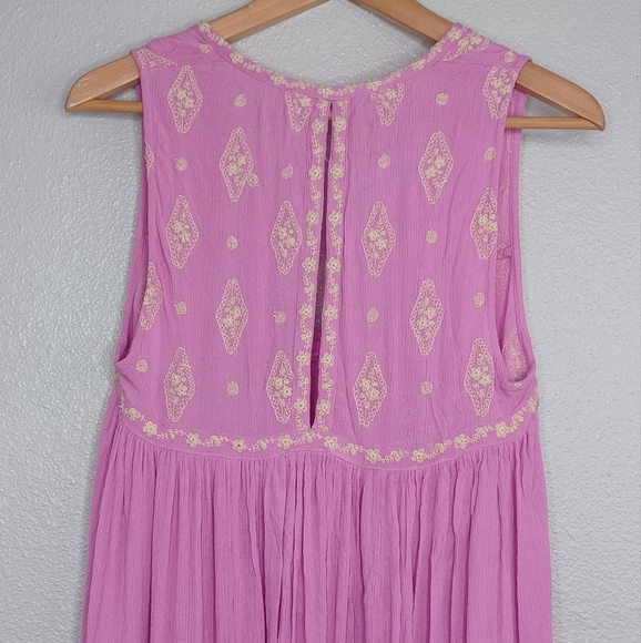 Free People Boho Diamond Embroidered Sleeveless Fairycore Tunic Top - Picture 6 of 13
